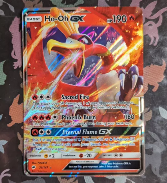 Ho-Oh GX 21/147 Holo Rare Sun & Moon Burning Shadows Pokemon Card Near Mint