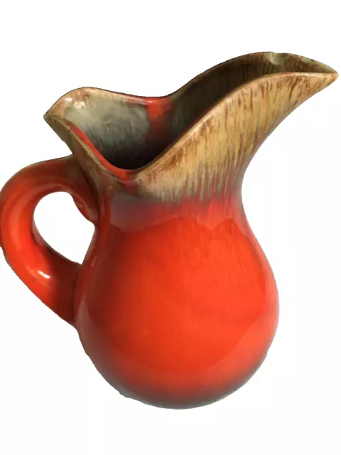 Vintage Vallauris French Pottery Jug Pitcher / Vase - Drip Glaze 7"