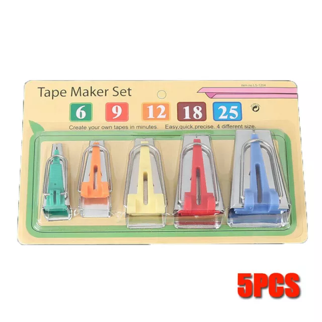 5PCS Fabric Bias Tape Maker Set DIY Sewing Quilting Awl  Binding Tool Kits22MJ