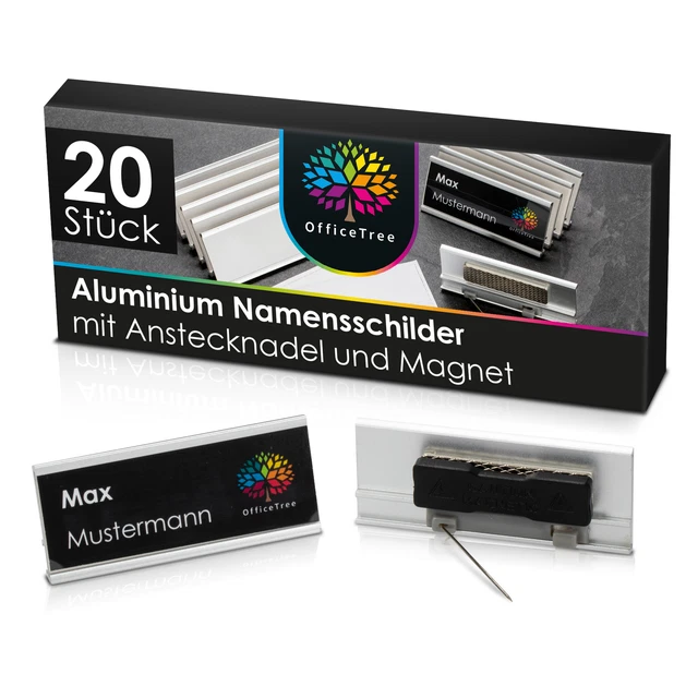 OfficeTree Aluminium Namensschilder 20 Stück