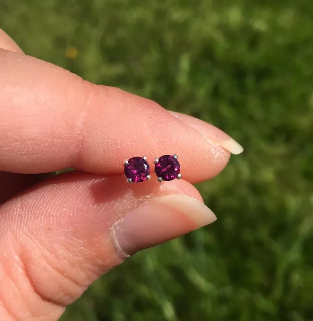 Hypoallergenic Amazing unique natural Pinkish Purple Garnet 3.5mm steel studs 🍇