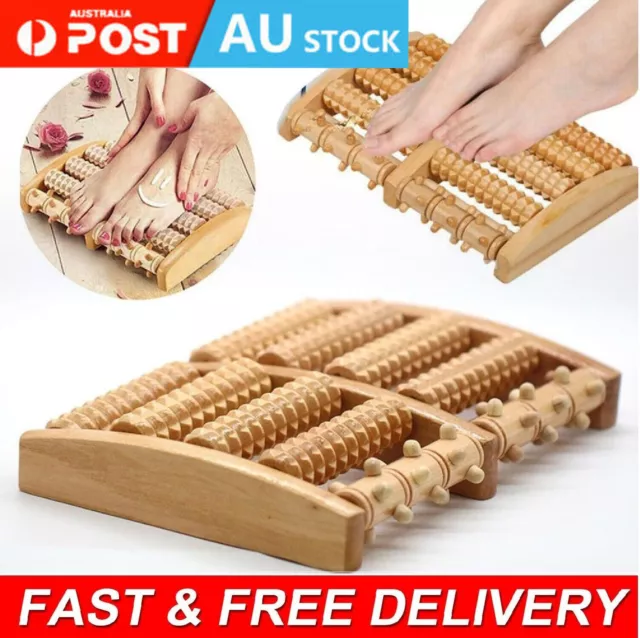 Wooden Foot Massager Roller Relieve Plantar Fasciitis Acupressure Massage Tool