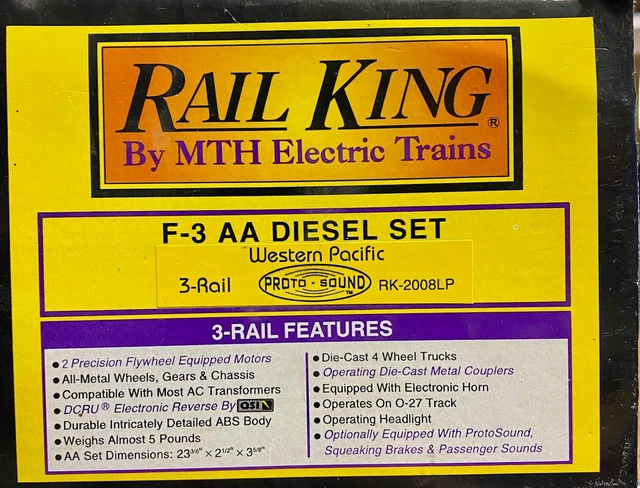 👀 Mth Rail King Western Pacific F-3 Aa+ B Unit Diesel Set Rk-2008Lp New In Box