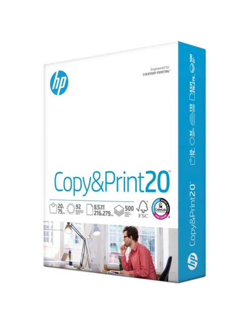 5000 Sheets HP Printer Paper 8.5x11 Office 20 lb Copy Paper 10 Reams Case,  White