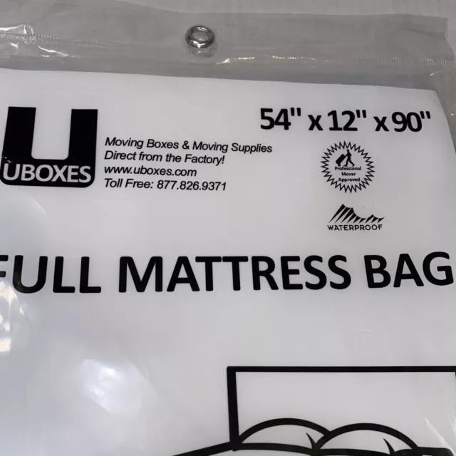 Full Size Mattress Bag Cover Uboxes Moving Supplies 54" x 12" x 90" Waterproof 2