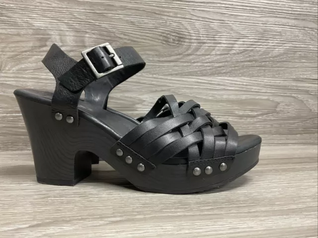 Korks by Kork Ease Womens Berryessa Black Leather Platform Sandals 7 38 Clogs