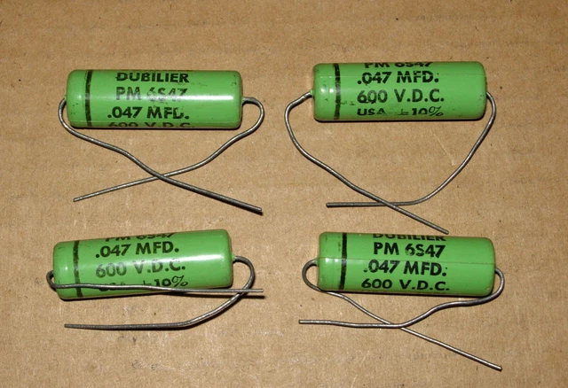 2 NOS Cornell Dubilier Greenie Capacitors - .1 UF 400V, Tested Good For Guitar Tone