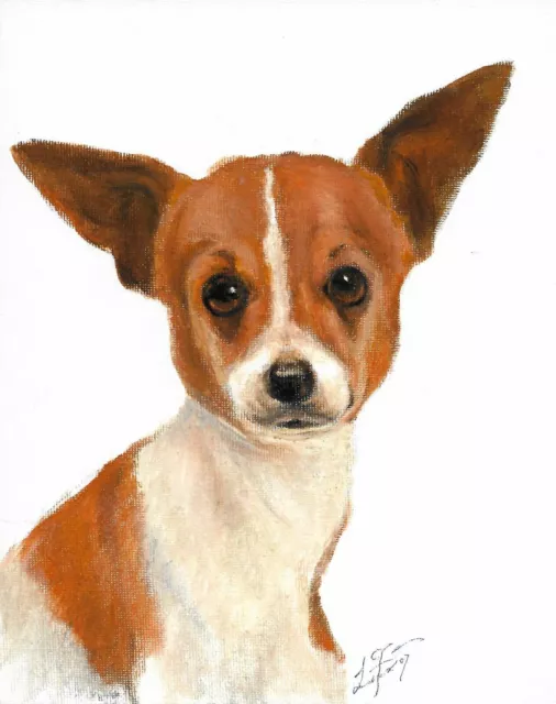 ❈ Original Oil Portrait Painting CHIHUAHUA Artist Signed Puppy Dog Artwork