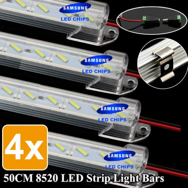 4x 50CM 12V 8520 LED Strip Light Bar Dimmable Caravan 4WD Camping Boat Fishing