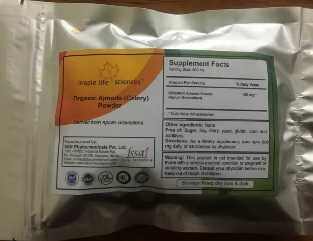 ORGANIC Ajmoda (Celery) Powder Apium Graveolens For Digestive urinary health