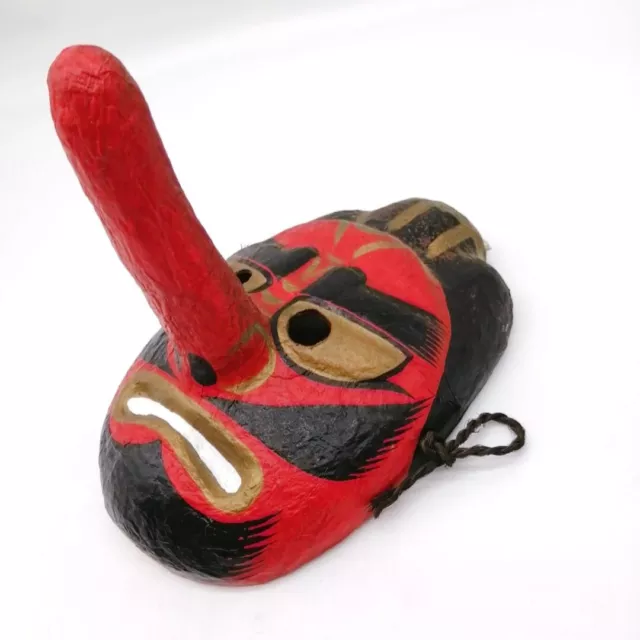 Japanese HARIKO TENGU Mask Vintage Paper Mache Demon God YOKAI Interior MSA142