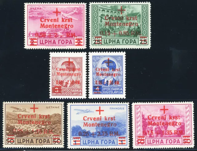 Deutsche Besetzung II. Wk Montenegro MiNr. 29-35, tadellos postfrisch, Mi. 400,-