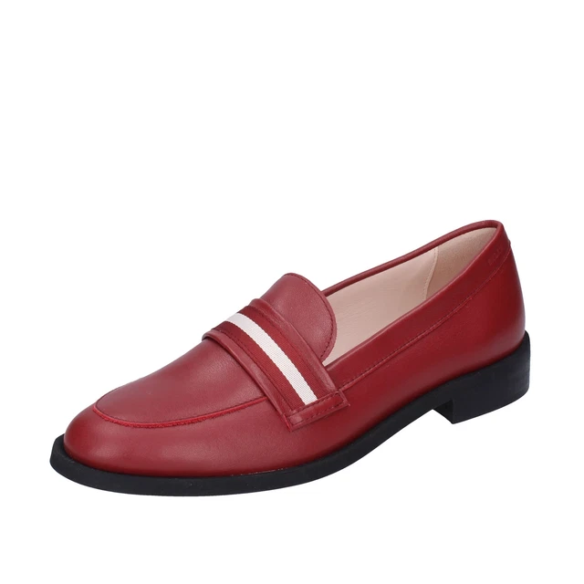 Chaussures Femme BALLY 36 Ue Mocassins Bordeaux Cuir BF530-36