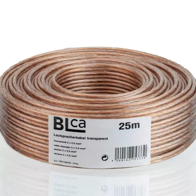 Câble Audio BLca 25m 2x2.5mm² pour Enceintes - Qualité Sonore Supérieure