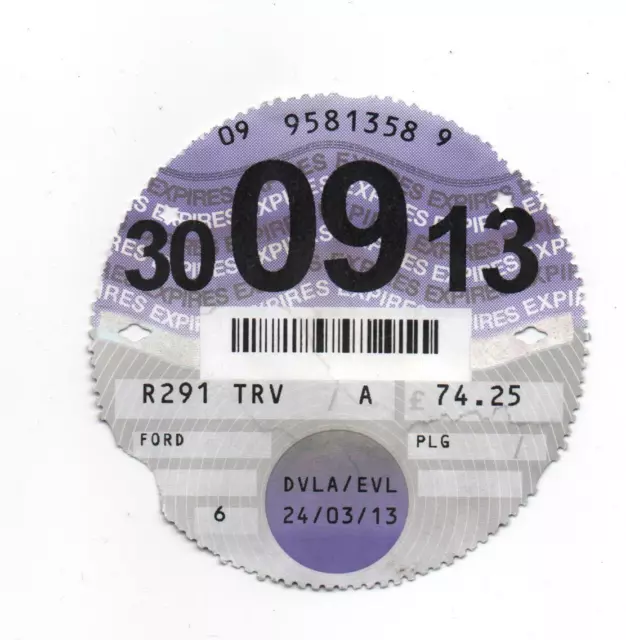 car tax disc September 2013 collectors item