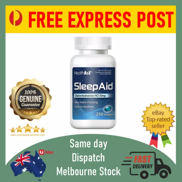 HealthA2Z Sleep Aid 50mg 250 Softgels Free EXPRESS Post Melbourne Stock VALUE