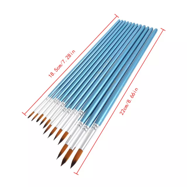12X Nylon Hair Brush Hook Line Pen Watercolor Acrylic Painting Drawing Art Tool