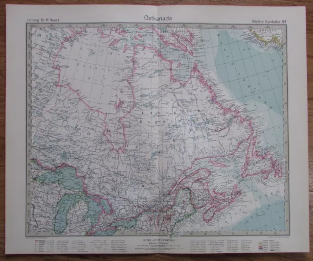 Ostkanada Kanada East Canada - Kupferstich 1926 Alte Landkarte Old Map