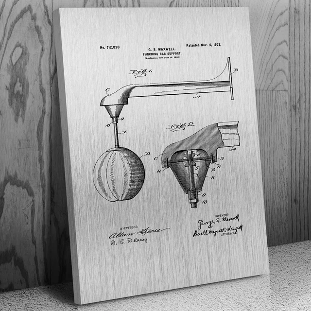 Speed Punching Bag Patent Canvas Print Home Gym Decor Boxing Art Sports Gifts