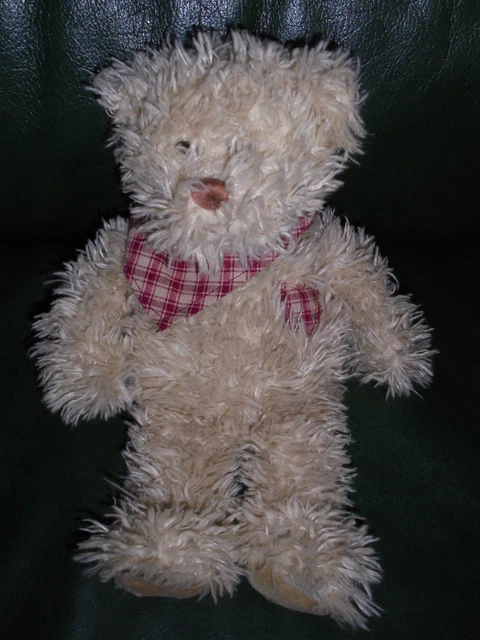 Doudou Peluche Bukowski Ours Marron Bandana Et Coeur Ecossais