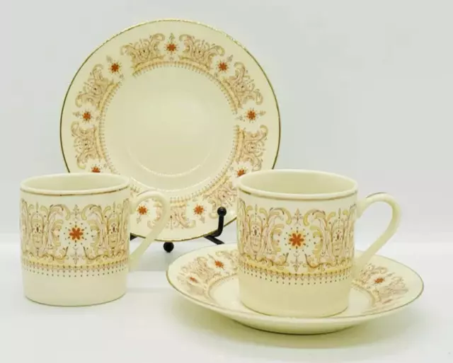 Vintage 1960s Coffee Cups & Saucers For 2 - Chinese Fine Ivory Porcelain Budlet