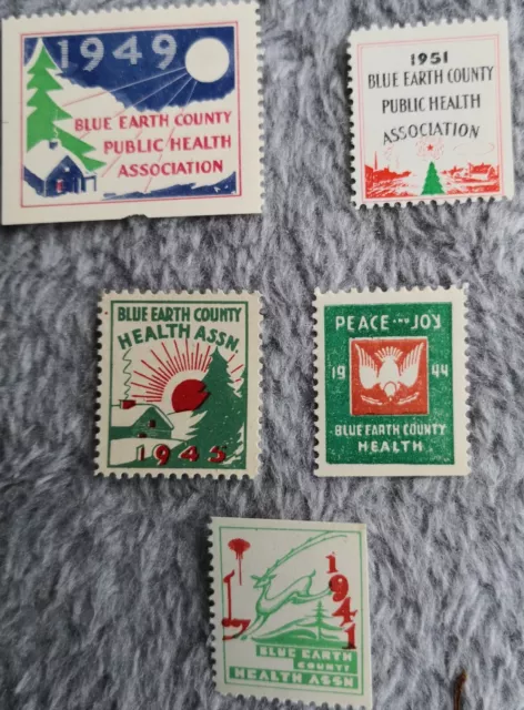 Five Blue Earth County Public Health Association labels/stamps.