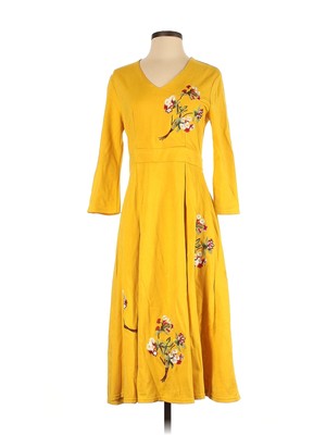 Vicky And Lucas Women Yellow Casual Dress S