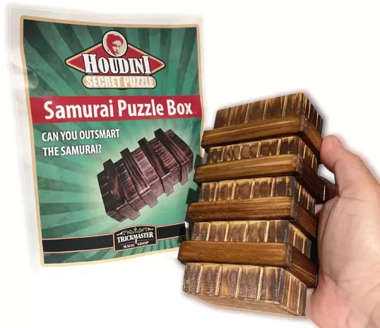 HOUDINI SAMURAI PUZZLE BOX Wood Drawer Magic Trick Secret Safe Bank Money Gift