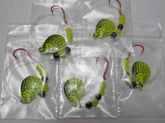 5 Spinner Rigs Leech Minnow Crawler Harness Walleye, Bass, Pike Colorado Blades