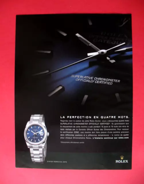 Publicite De Presse Rolex Montre Oyster Perpetual Date La Perfection Ad 2009