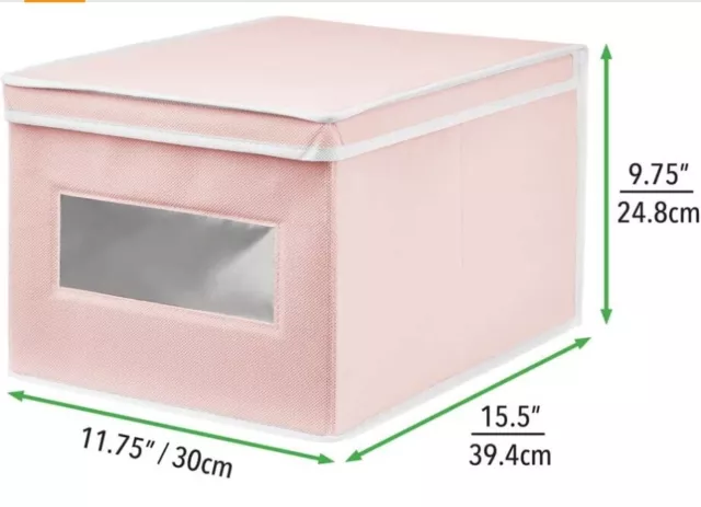 mDesign Storage Box –Practical Wardrobe Organiser with Lid- Pink/White