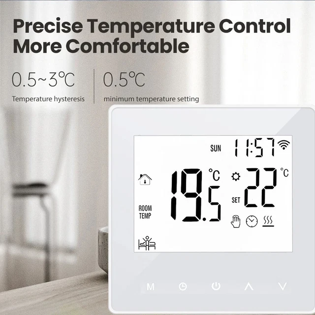 LKM SECURITY - Termostato Wifi Lkm-trm02wh Con Display Lcd A Colori Touch Screen Per Caldaia Gestibile Tramite App