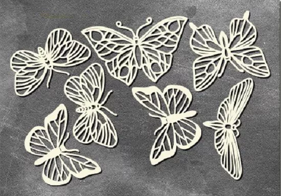 Butterflies chipboard elements for crafts cardmaking scrapbooking