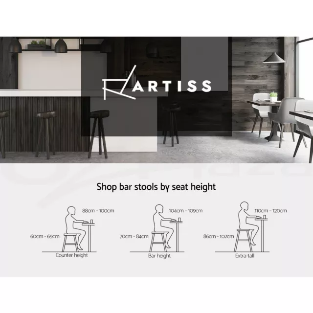 Artiss 2x Bar Stools Kitchen Dining Chairs Swivel Linen Stool Wooden Charcoal 3