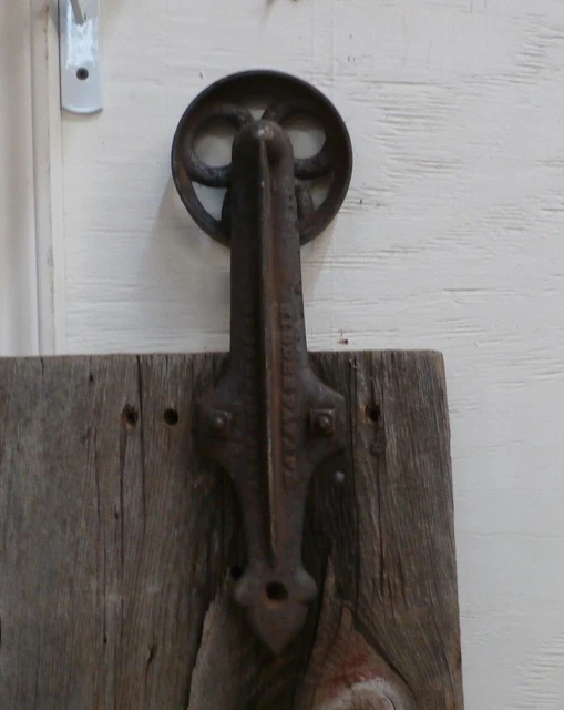 Antique Primitive Barn Or Cellar Rolling Door - Cast Iron Rollers - Square Nails 2