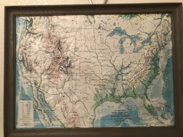 Vintage 1960's Hammonds Raised Relief Map North America Rare Collectible