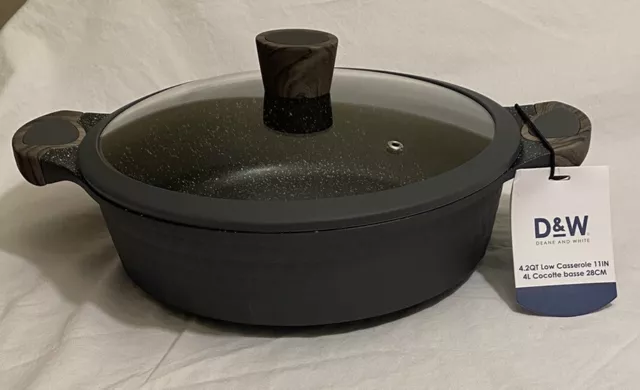 D&W Pot/Casserole 12.5 Inch,10 Qt With Lid Big Party Size Nonstick  Cookware 