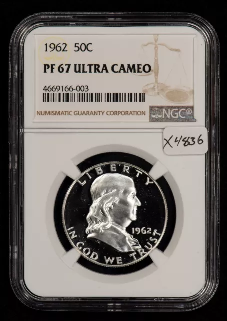 1962 50c Franklin Silver Half Dollar - NGC PF 67 Ultra Cameo - SKU-X4836