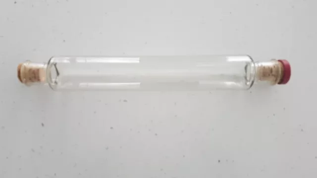 1950s Vintage Pyrex JAJ Clear Glass Rolling Pin 15" in Length with cork inserts