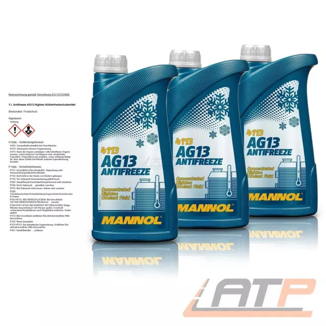 MANNOL 3x 1 L LITER ANTIFREEZE AG13 HIGHTECH KÜHLERFROSTSCHUTZMITTEL GRÜN