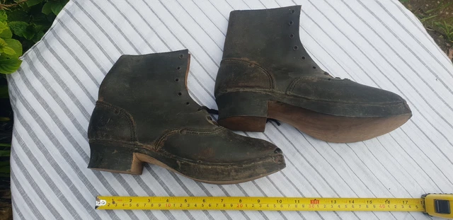 Stivali Zoccolo Breton Da Uomo Vintage Taglia 25 Vintage In Pelle Suole In Legno 1920?