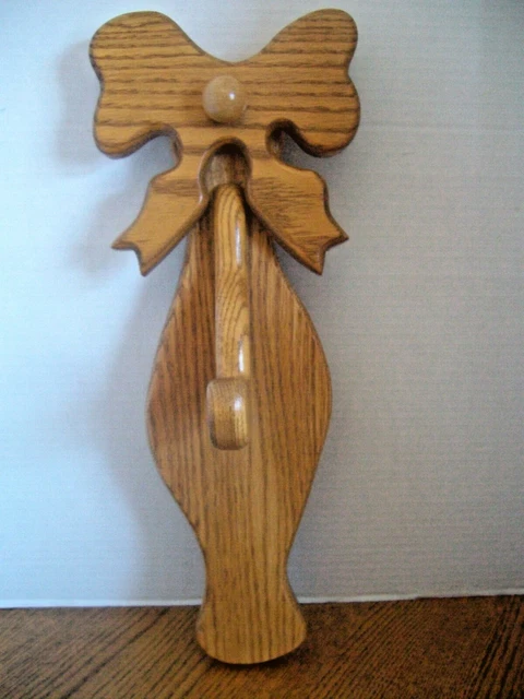 Vintage Solid Oak Bow Shape Wooden Coat / Hat Hook / Hanger  Wall Mount Rack  K