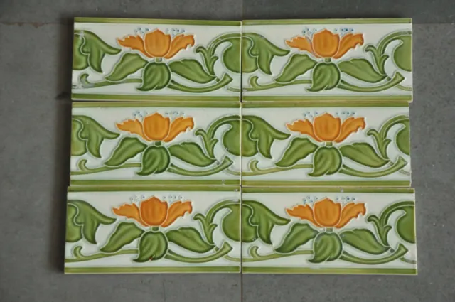 6 Pc Vintage Small Flower Art D.K Mark Fine Ceramic Tiles,Japan