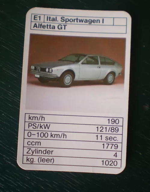 Auto Quartett Einzelkarte: Alfetta GT Alfa Romeo - ass -