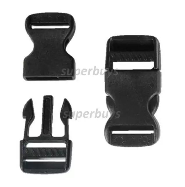 16mm Black Plastic Side Quick Release Buckle Clip – Cord Strap Backpack Bag RE