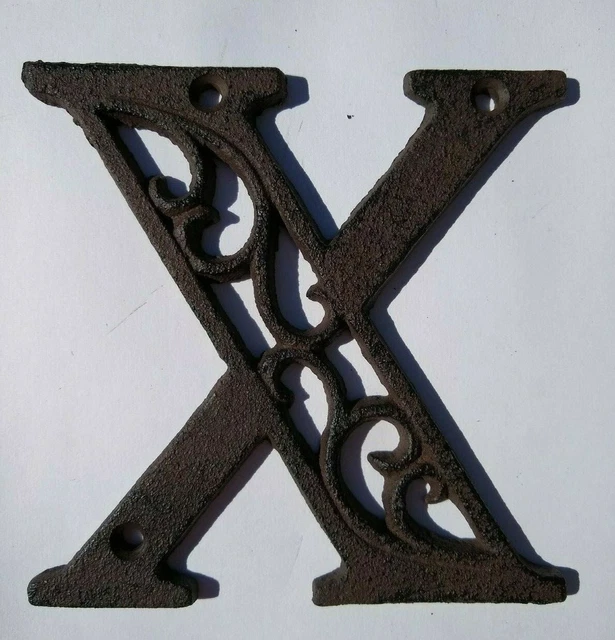 Alphabet House Letter  X  Antique Brown Cast Iron Metal 4.5" Indoor Outdoor 3