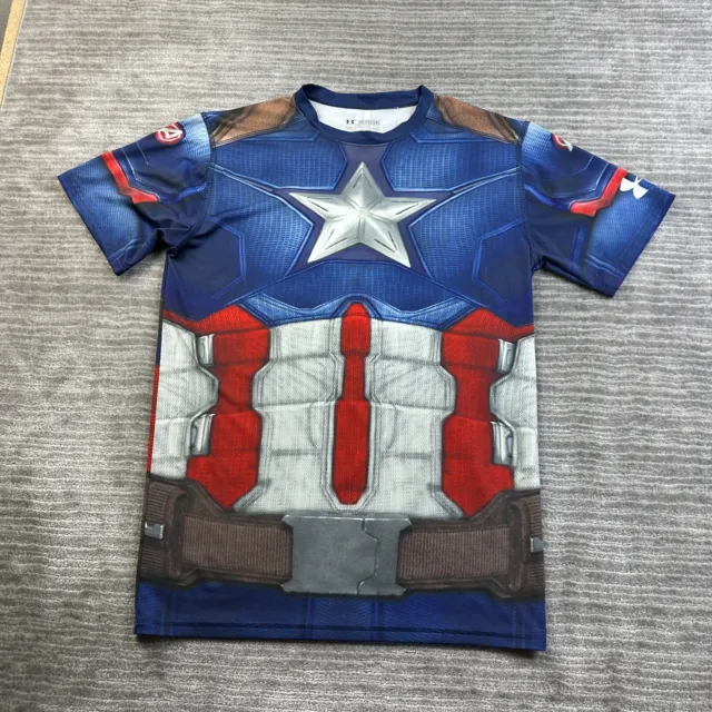 Under Armour Shirt Mens 2XL Blue Captain America Civil War Compression Marvel