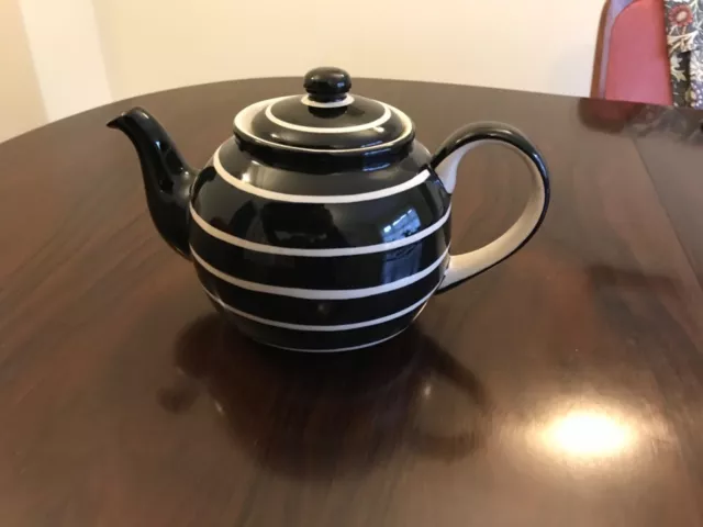 Whittard of Chelsea Teapot- black striped-2 pint