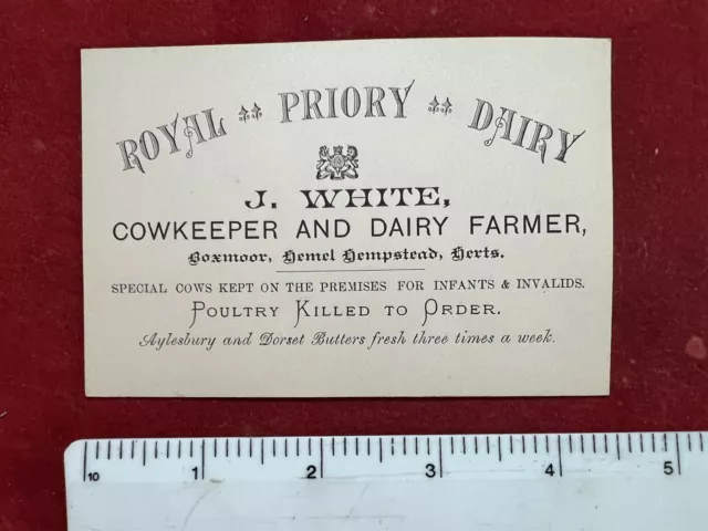 Edwardian Advertising Card for J White Boxmoor Farmer  Hemel Hempstead