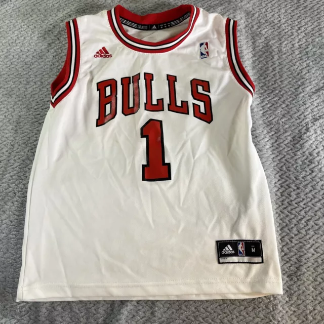 Camiseta deportiva blanca de los Adidas Chicago Bulls Swingman Derrick rosa joven mediana